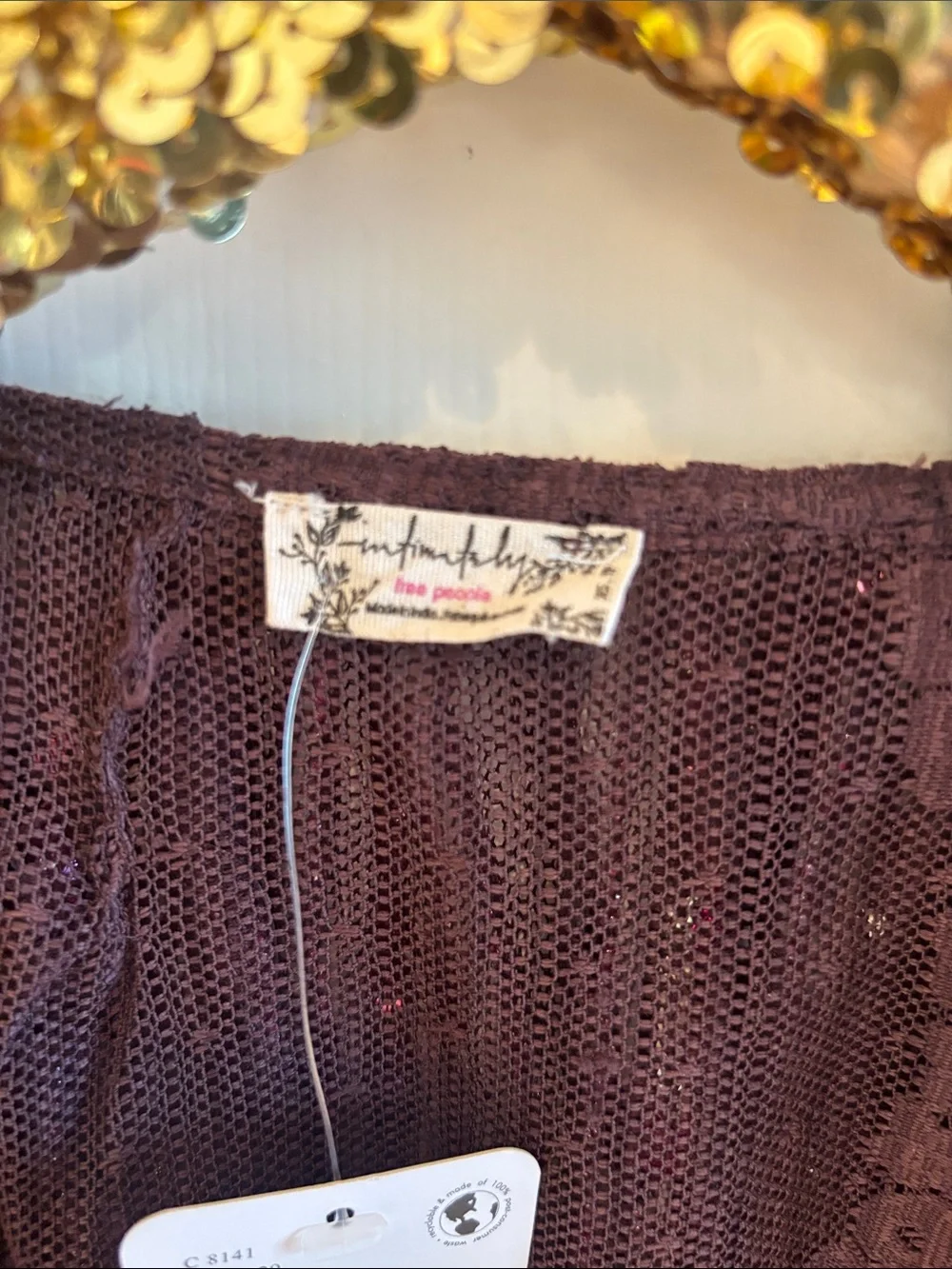 Free People Intimately Business as Usual Embellished Plum Sequin Bodysuit